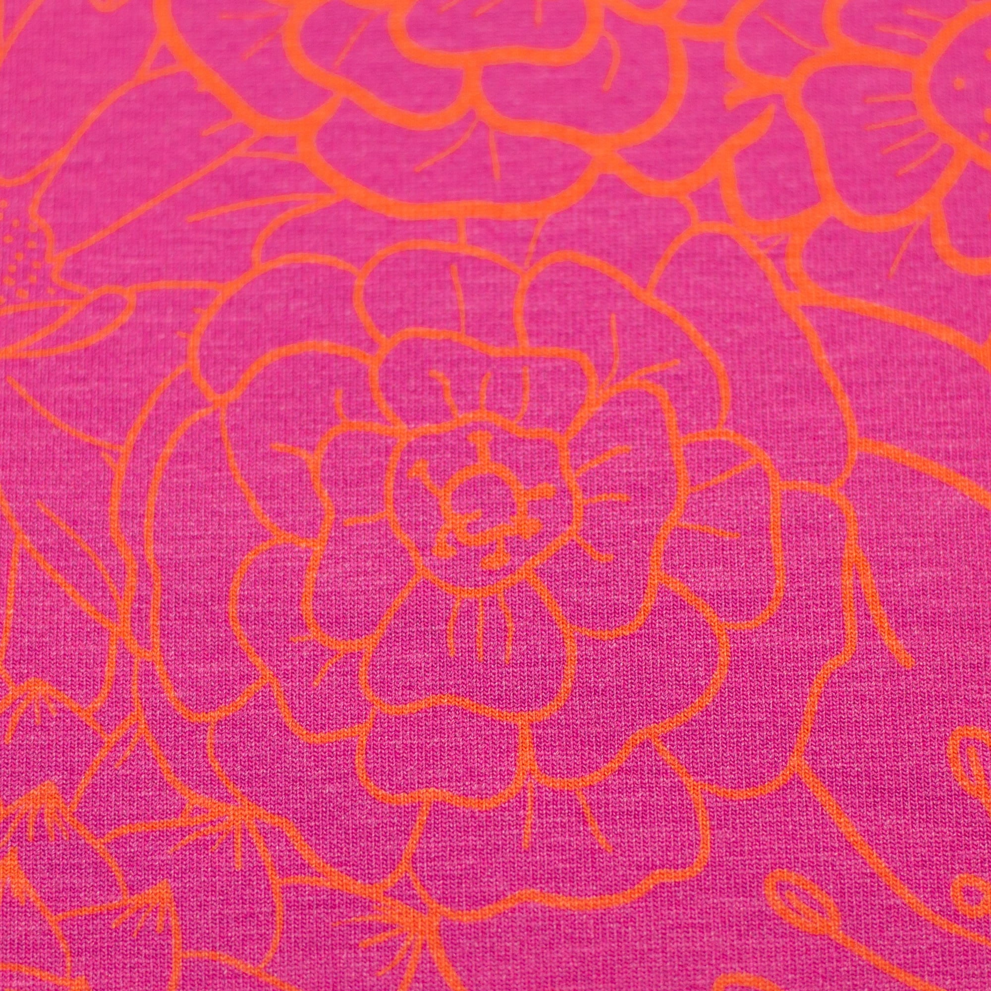 Baumwolljersey "Primavera" orange auf pink