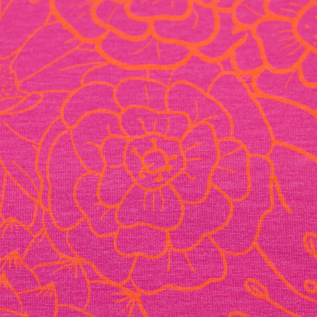 Baumwolljersey "Primavera" orange auf pink