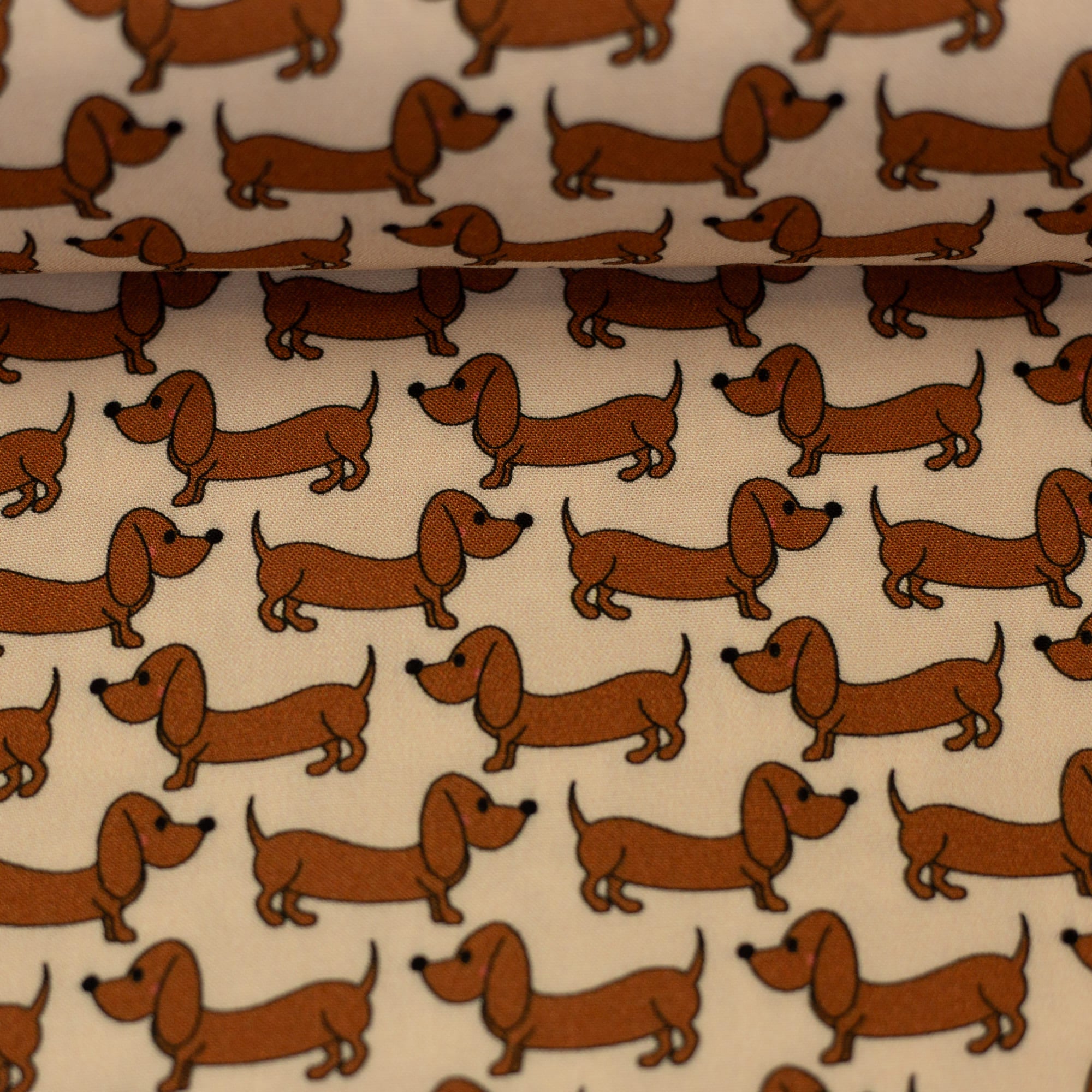 Viskose Webware, "Sweet Dog" beige by Cherry Picking