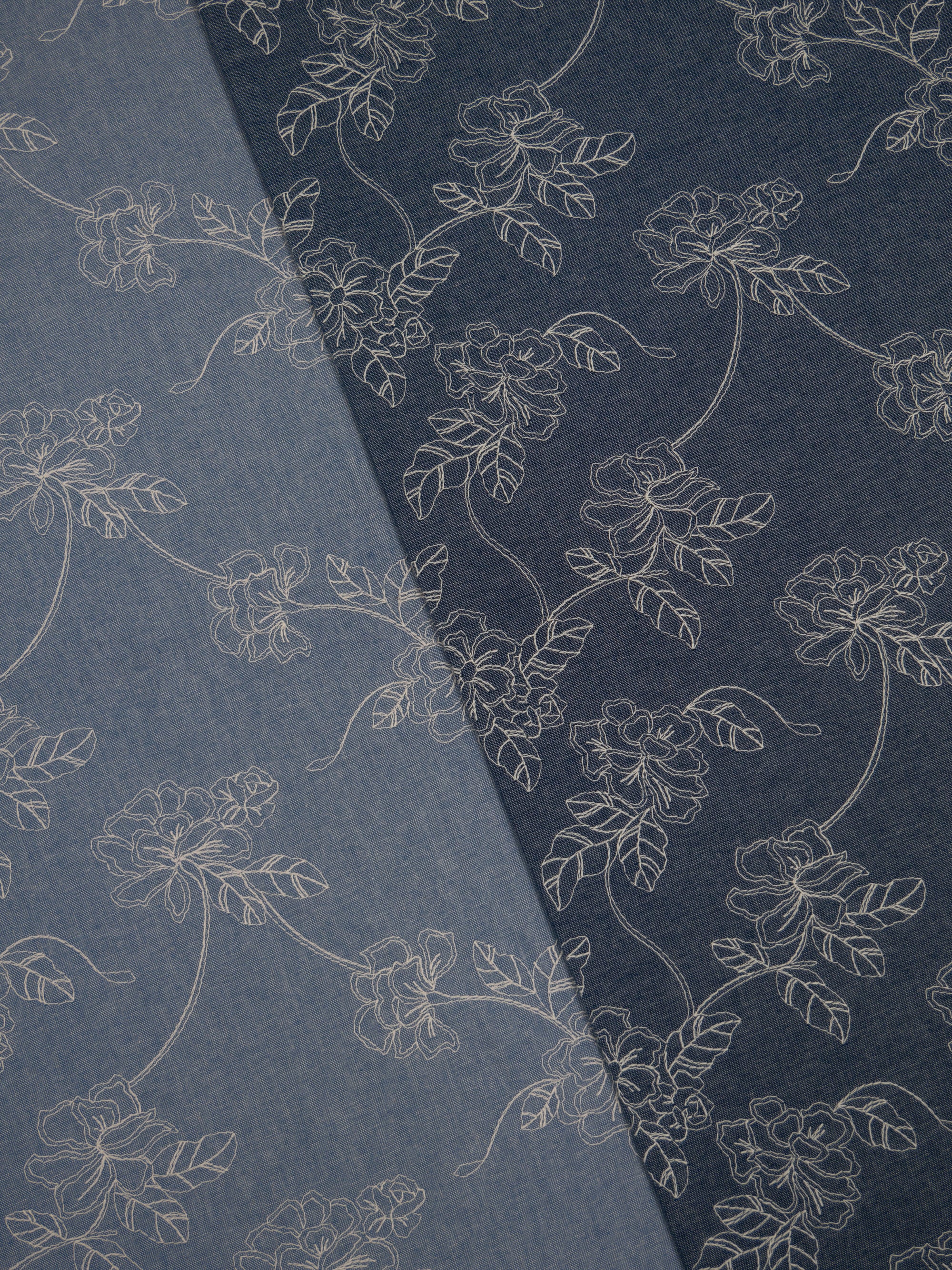 Jeans-Look "Ahaus" Blumen rauchblau Stoff Anke's Nähbox