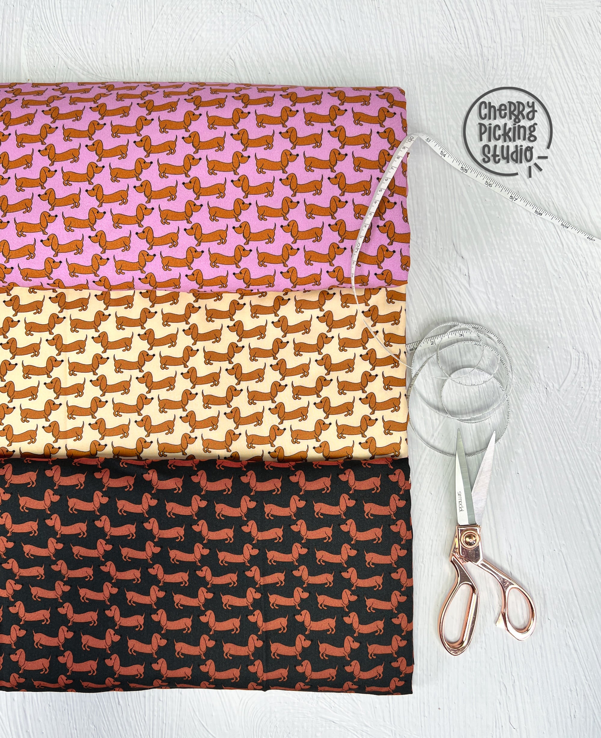 Viskose Webware, "Sweet Dog" beige by Cherry Picking